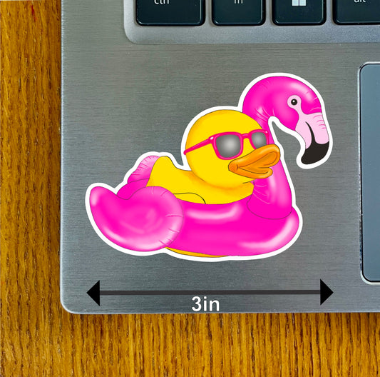 Duck in Flamingo Swim Ring with Glasses