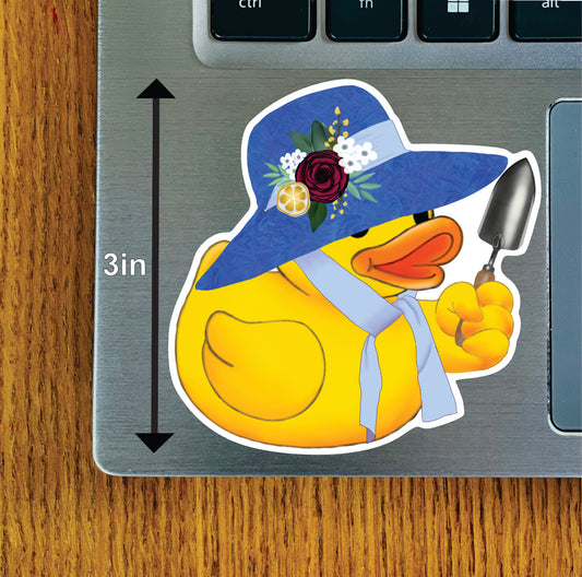 Garden Duck Brown or Blue Hat with Flowers