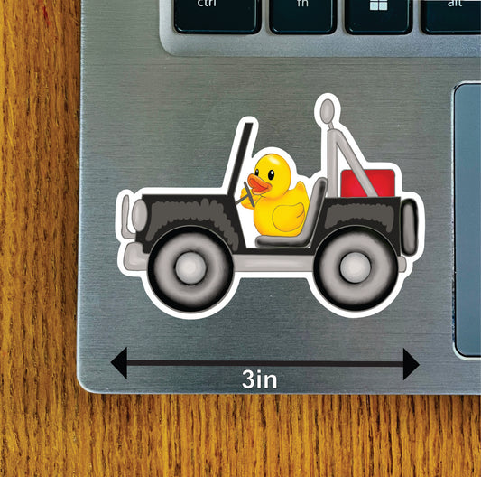 Duck in Jeep, Blue, Bright Green, Gray, Olive Green, Red, Rust, Turquoise