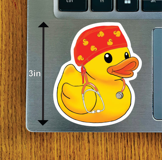 Duck with Orange or Blue Scrub Cap with Little Ducks