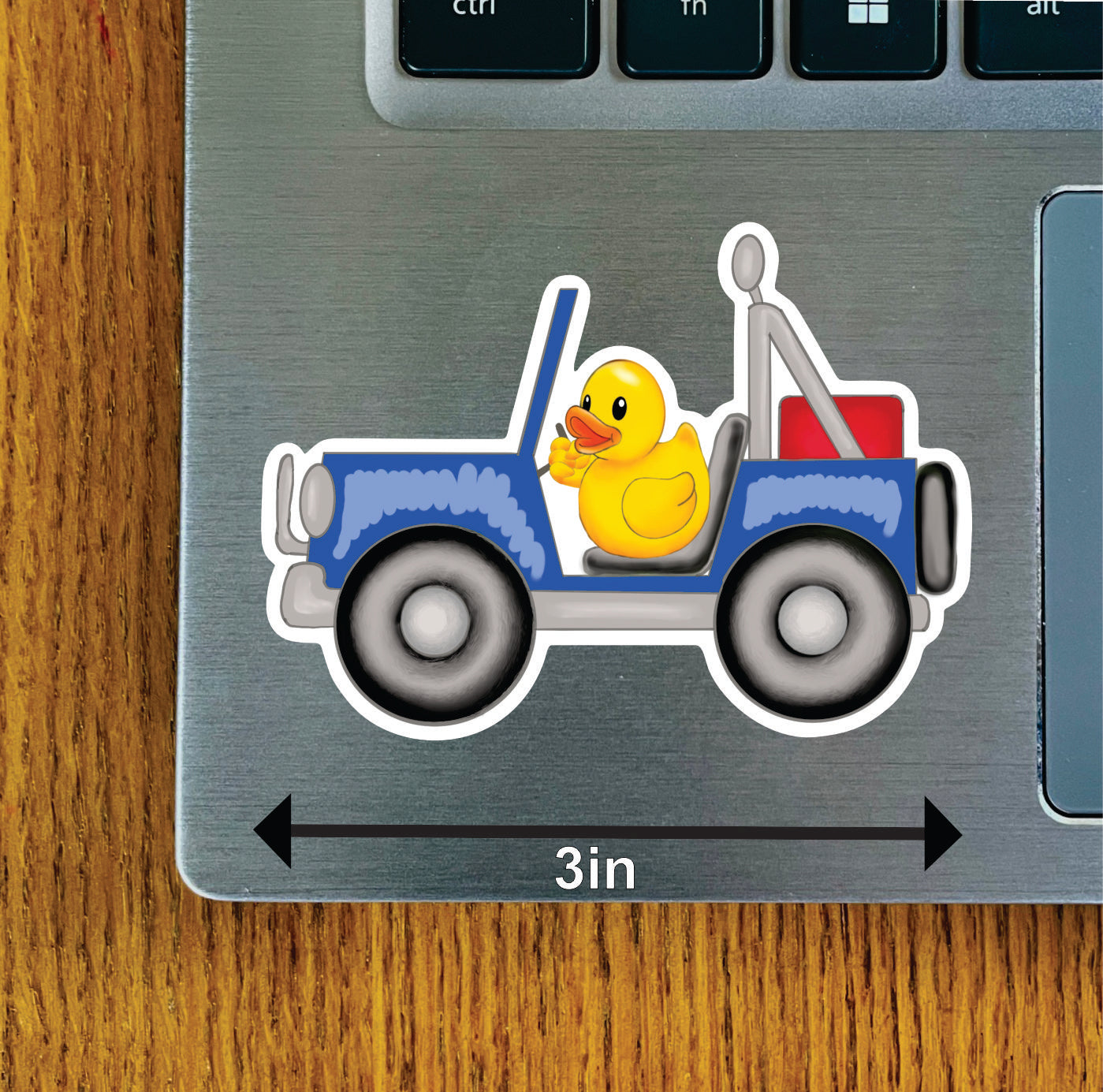 Duck in Jeep, Blue, Bright Green, Gray, Olive Green, Red, Rust, Turquoise