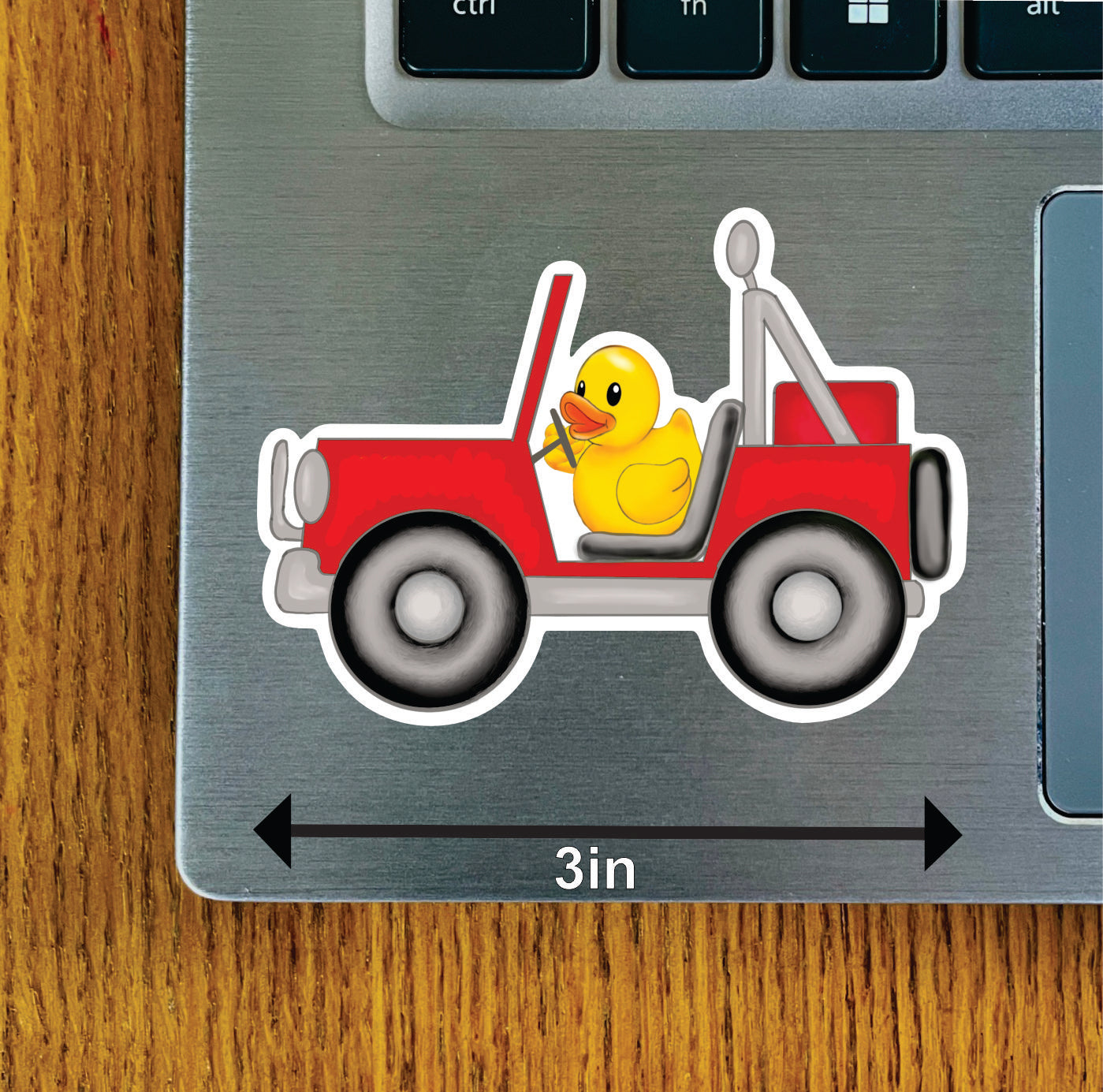 Duck in Jeep, Blue, Bright Green, Gray, Olive Green, Red, Rust, Turquoise