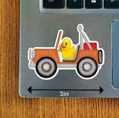 Duck in Jeep, Blue, Bright Green, Gray, Olive Green, Red, Rust, Turquoise