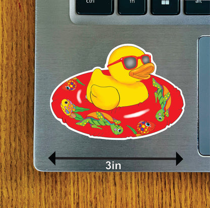 Duck in Swim Ring Floaty, Red, Purple, Pink, Green, Blue
