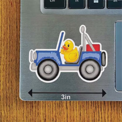 Duck in Jeep, Blue, Bright Green, Gray, Olive Green, Red, Rust, Turquoise